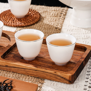功夫喝茶杯6只装白瓷品茗杯，主人杯单杯子陶瓷羊脂玉家用茶具待客