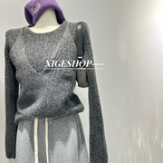 韩系假两件套头毛衣女(毛衣女)外穿秋冬设计感短款气质针织上衣打底衫