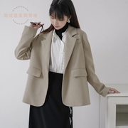米色西装女外套2020春秋韩版茶色设计感小众休闲学生网红百搭