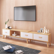 可伸缩电视柜简约现代储物边柜小户型客厅家用落地实木脚电视机柜