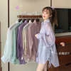 夏季韩版宽松紫色，防晒衬衫女外穿中长款百搭薄款衬衣外套