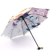蕾丝边太阳伞超强防晒防紫外线，双层折叠女晴雨，两用刺绣遮阳伞女士