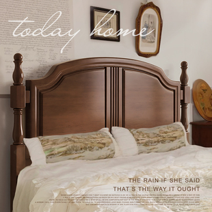 乡村美式床实木床1.8米复古双人大床简约现代轻奢1.5主卧欧式婚床