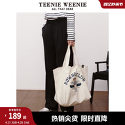 teenieweenie小熊夏季简约休闲帆布包单肩包大容量女包，时尚白色包