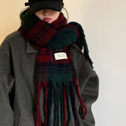 围巾冬季女2023格纹保暖围脖学生百搭韩版高级感洋气披肩加厚