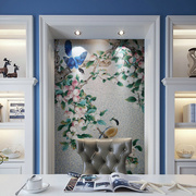 花鸟水晶玻璃马赛克背景墙，卫生间瓷砖玄关，装饰画客厅拼图剪画墙贴