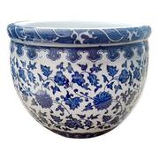景德镇青花瓷方形陶瓷缸，花盆陶瓷工艺品风，水缸手绘青花瓷养鱼缸
