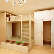 广州佛山原木儿童房高低床榻榻米，高低床子母，床上下铺床儿童床定制