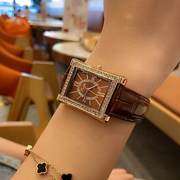 诗高迪方形石英女士手表时尚镶钻罗马复古手表女气质风皮表带