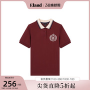 eland衣恋短袖t恤女夏季学院，风polo领凉感撞色设计上衣女