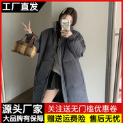 高级感灰色羽绒棉服，女冬季宽松中长款过膝棉衣外套慵懒风加厚棉袄