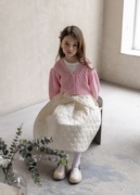 2021春秋女童粉色兔毛，兔绒长袖针织单排扣纯色，甜美外套洋气毛衣