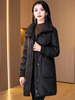 中长款羽绒棉服女冬季2023年高端奢华名媛气质，小个子黑色外套