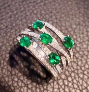 天然哥伦比亚祖母绿戒指高品质，颜色好满火彩925纯银精工镶嵌
