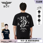 boylondon潮牌短袖男女同，款春夏印花黑色休闲t恤n01704