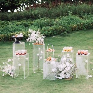 婚庆道具水晶路引婚礼布置透明亚克力方柱路引摆件橱窗装饰