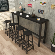 靠墙吧台桌商用简易吧台长条桌奶茶店简约高脚桌餐桌咖啡桌椅组合