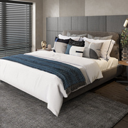 现代简约样板间床品蓝色轻奢多件套意式别墅极简风样板房床上用品