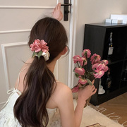 超仙玫瑰花朵发圈女气质氛围感春季手腕花甜美可爱精致头绳发饰品