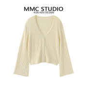 MMC 黄色冰麻针织开衫女薄款别致甜辣很仙的外套上衣2024夏季