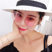 韩版潮粉色少女墨镜海边度假夏天太阳镜个性复古猫眼眼镜拍照网红