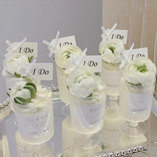 森系婚礼甜品台装饰摆件白色结婚蛋糕杯子插件订婚插牌慕斯杯贴纸