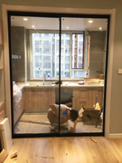 天津镁铝合金厨房推拉门阳台隔断门钢化玻璃门卫生间门折叠门