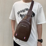 MA2纯色商务PU斜挎包简约单肩包男士包胸包运动旅行小背包