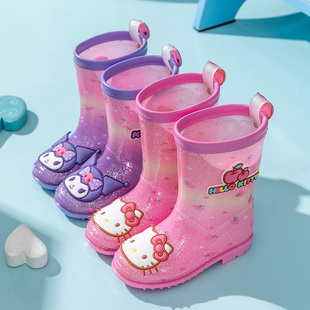 三丽鸥库洛米儿童雨鞋女童水晶雨靴幼儿园宝宝卡通女孩防滑水鞋