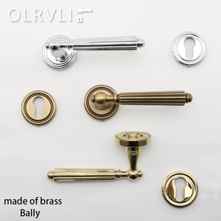 olrvli黄铜法式复古做旧古铜色门锁金色银色轻奢美式古典对开门锁