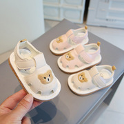 夏季宝宝学步鞋0-1—2岁婴儿，软底小熊包头叫叫鞋不掉凉鞋透气