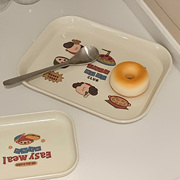 韩国卡通密胺早餐托盘可爱桌面杂物收纳托盘零食饰品摆拍装饰食物