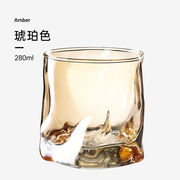 cookerkingins风日式玻璃酒杯，扭扭褶皱咖啡牛奶杯，280ml两只装(琥