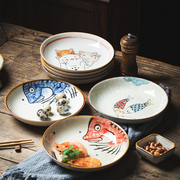 日式陶瓷餐具盘子菜盘家用深盘创意，釉下彩餐盘，饺子盘汤盘可微波炉