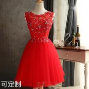 红色新娘敬酒服长款2023回门服修身短裙唯美花朵结婚敬酒晚礼服