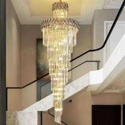 2023别墅楼梯水晶灯金色客厅灯具，大气创意吊灯，餐厅灯过道大堂酒店