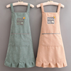 灯芯绒刺绣围裙家用厨房，2024韩版女时尚双层背带，防污加厚围腰