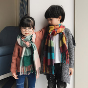 0-15岁亲子围巾秋冬季韩版儿童加厚围巾长款格子围脖仿羊绒披肩