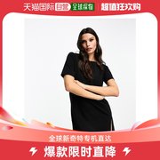 香港直邮潮奢asos女士设计一字领露肩，宽松款t恤连衣裙(黑色)