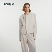 Fabrique月银松针羊毛混纺圆领新中式西装女2023春夏外套