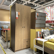 济南IKEA/宜家布瓦拉 2门2屉衣柜 79x57x20厘米 衣橱褐色白色