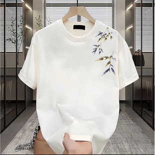 夏季中国风纯棉男士短袖，t恤国潮，设计感宽松休闲百搭半袖上衣