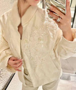 新中式改良古董刺绣蕾丝钉珠人间，富贵花优雅羊绒内胆水貂棉衣外套