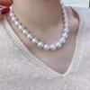 送妈妈的礼物白色珍珠，项链女10-11m正圆送婆婆，七夕情人节礼物