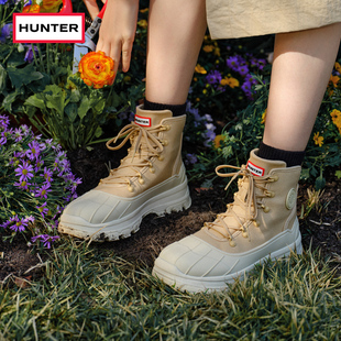 hunter女鞋2024春夏女士，探索系列沙漠踝靴高帮，靴登山鞋马丁靴女靴