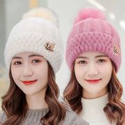 毛线帽女秋冬季百搭韩版时尚，加厚加绒保暖针织棉帽女士冬天帽子潮