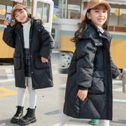 儿童羽绒服女童中长款中大童2023韩版白鸭绒加厚童装冬装外套