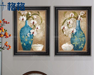 十格格法国dmc客厅，十字绣套件多联美式富贵花瓶两联画