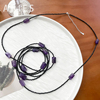 Aries 天然紫水晶黑尖晶长款项链纯银小众高级气质多层叠戴毛衣链