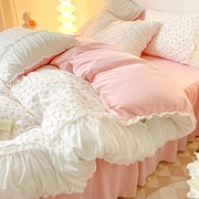 韩式公主风床裙四件套床上用品水洗棉被套床单三件套非全棉纯棉4